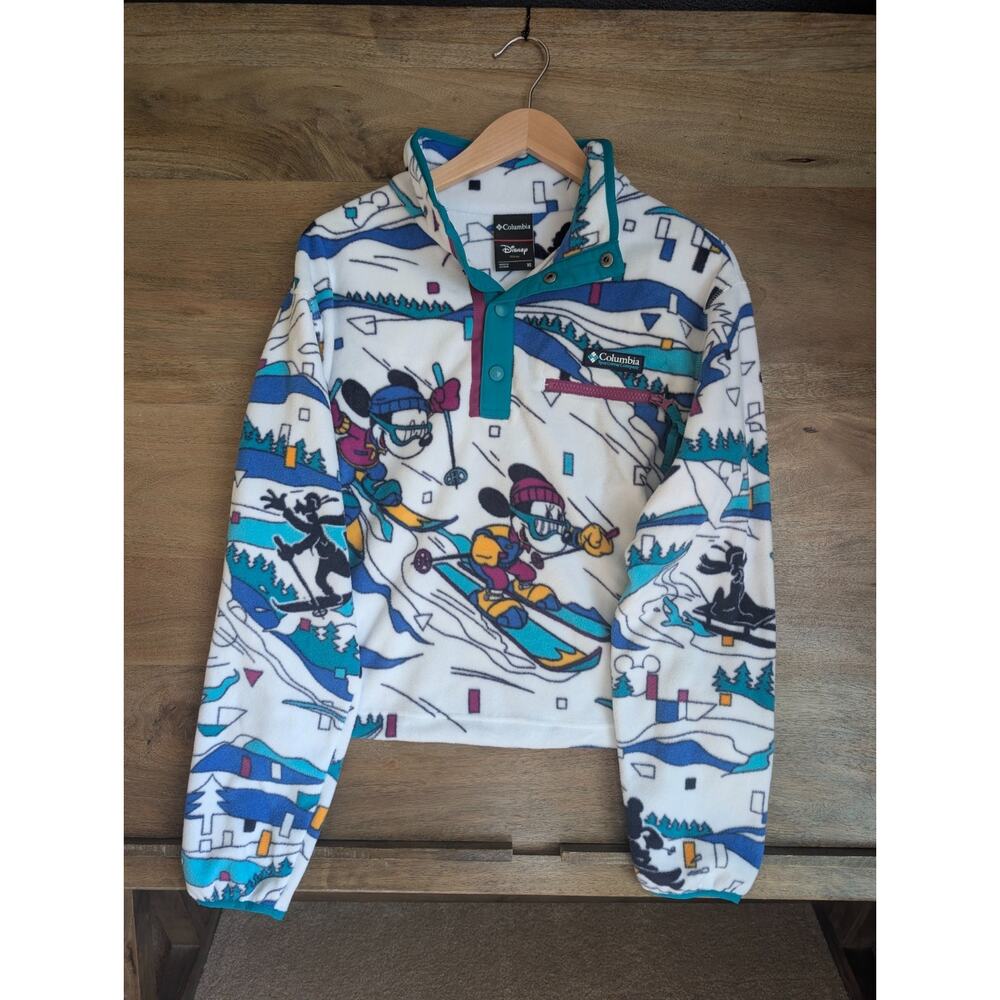 Columbia x Disney Mickey Mouse Half Snap Fleece Pullover Womens XS Colorful NWT
